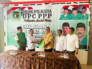 Bentuk Keseriusan, Najmul-Kus Resmi Mendaftarkan Sebagai Bacalon Bupati dan Wabup Berpasangan di Partai PPP DPC Lombok Utara