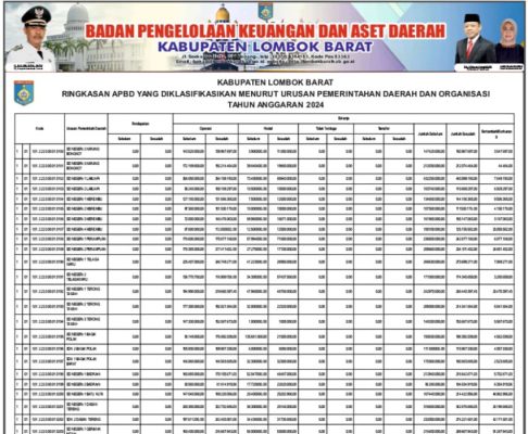 Ringkasan APBD Kabupaten Lobar Yang Diklasifikasikan Menurut Urusan Pemda dan Organisasi TA 2024 (6)