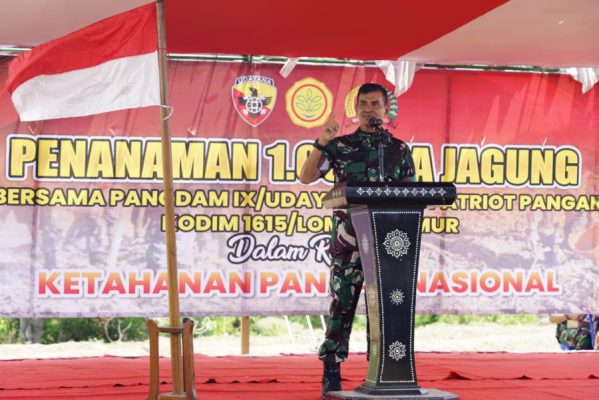 Pimpin Tanam Perdana 1.000 Ha Lahan Ketahanan Pangan Korem 162/WB di Lotim, Pangdam IX/Udayana: Mari kita jadikan pertanian sebagai sumber kekuatan bangsa